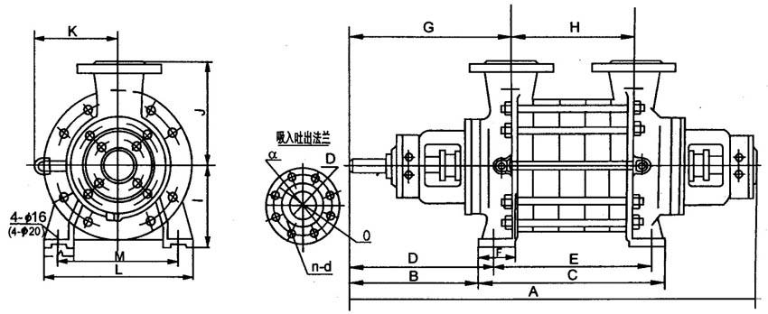 2.5GC-3.5、4GCGC型臥式多級(jí)離心泵外型尺寸圖